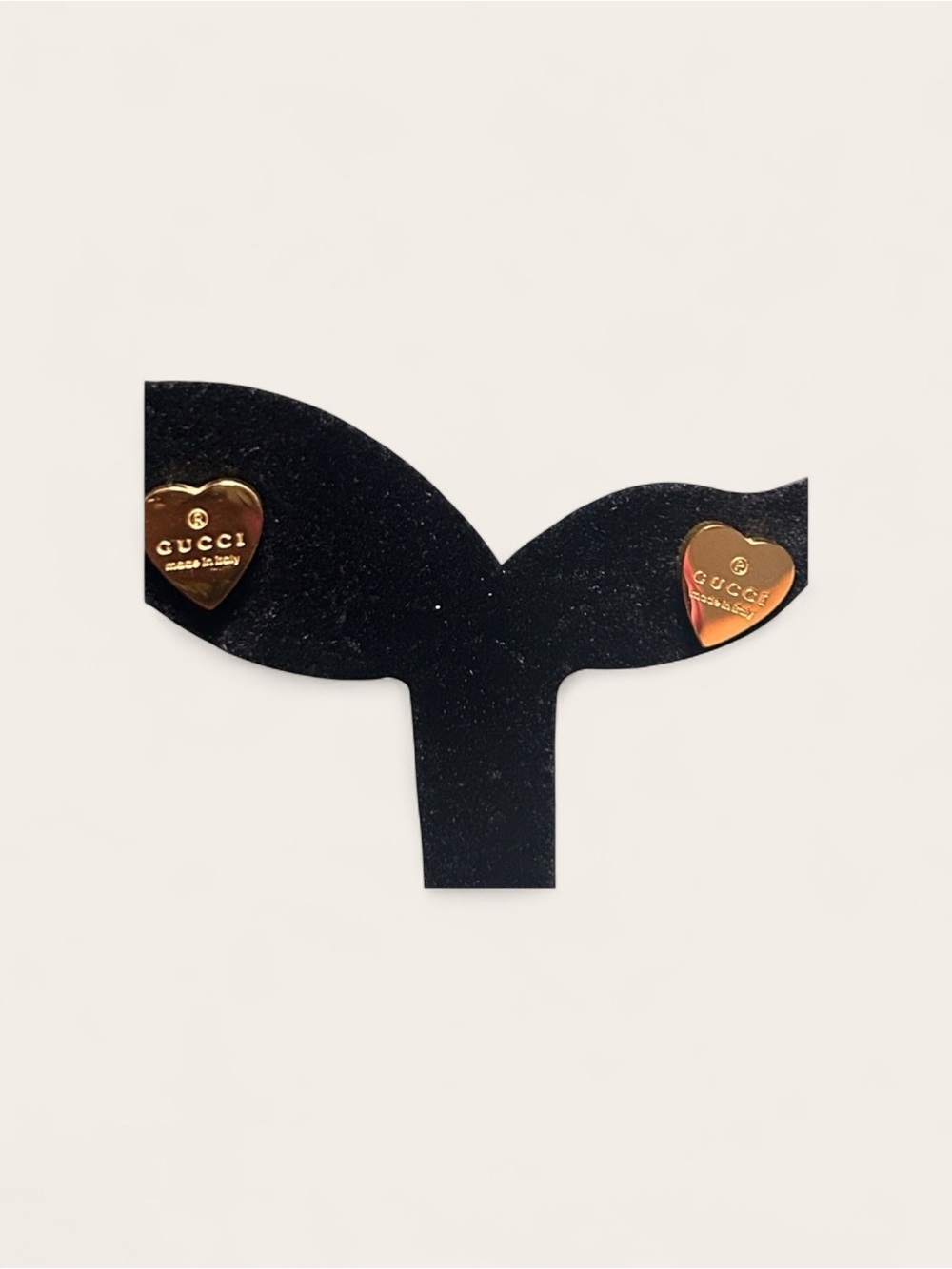 Gold Heart GUCCI Logo Stud Earrings - also in silver